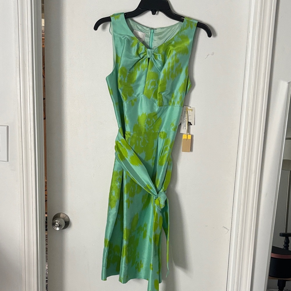 Donna Morgan Green Patterned silk dress